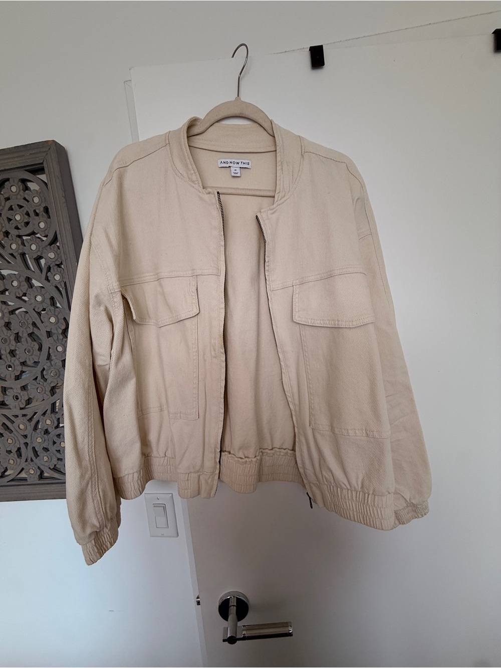 And Now This Cream Utility Bomber Jacket